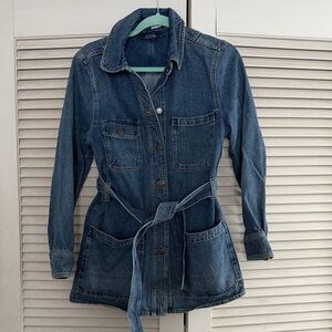 & Other Stories Light Blue Belted Workwear Denim Jacket Size 4